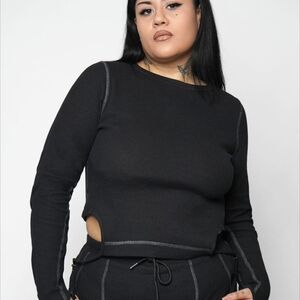 Stylish Black Long Sleeve Women's Sweatshirt